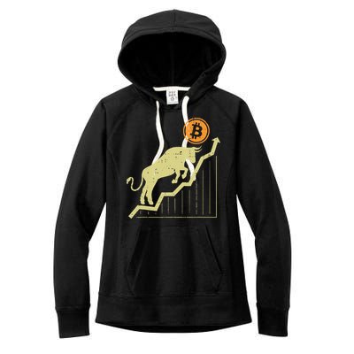 Bitcoin Bull Graph Bullish Btc Crypto Cryptocurrency Trader Women's Fleece Hoodie