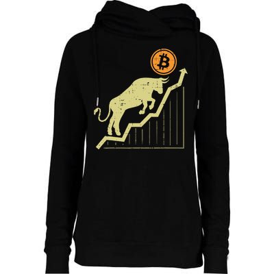 Bitcoin Bull Graph Bullish Btc Crypto Cryptocurrency Trader Womens Funnel Neck Pullover Hood