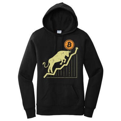 Bitcoin Bull Graph Bullish Btc Crypto Cryptocurrency Trader Women's Pullover Hoodie