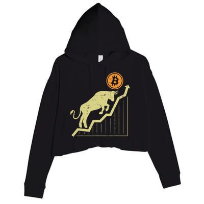 Bitcoin Bull Graph Bullish Btc Crypto Cryptocurrency Trader Crop Fleece Hoodie