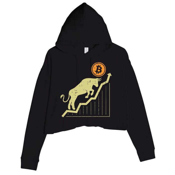 Bitcoin Bull Graph Bullish Btc Crypto Cryptocurrency Trader Crop Fleece Hoodie