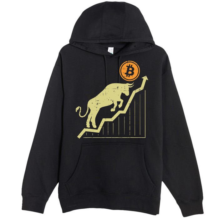 Bitcoin Bull Graph Bullish Btc Crypto Cryptocurrency Trader Premium Pullover Hoodie