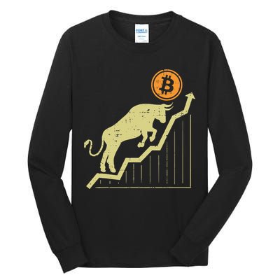 Bitcoin Bull Graph Bullish Btc Crypto Cryptocurrency Trader Tall Long Sleeve T-Shirt
