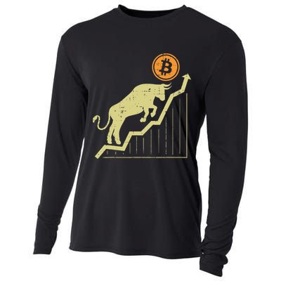 Bitcoin Bull Graph Bullish Btc Crypto Cryptocurrency Trader Cooling Performance Long Sleeve Crew