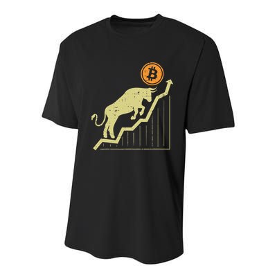 Bitcoin Bull Graph Bullish Btc Crypto Cryptocurrency Trader Youth Performance Sprint T-Shirt