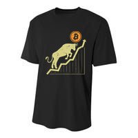Bitcoin Bull Graph Bullish Btc Crypto Cryptocurrency Trader Youth Performance Sprint T-Shirt