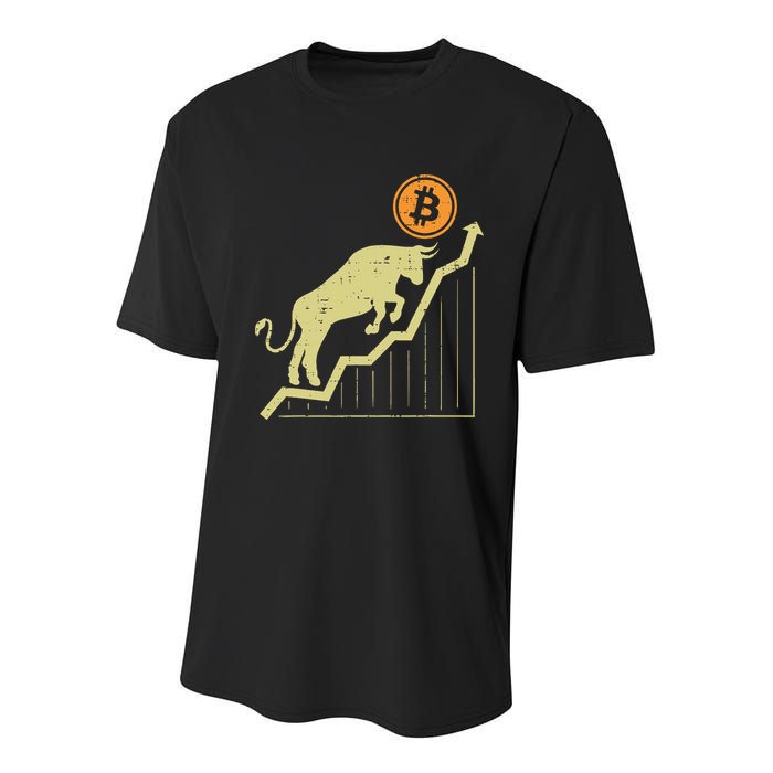 Bitcoin Bull Graph Bullish Btc Crypto Cryptocurrency Trader Youth Performance Sprint T-Shirt
