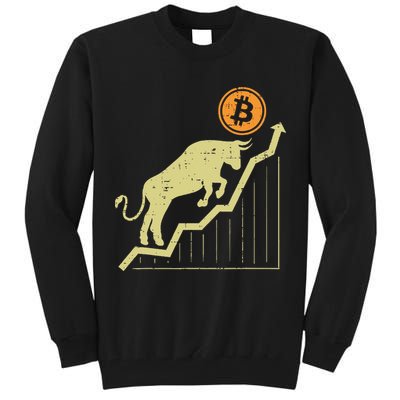 Bitcoin Bull Graph Bullish Btc Crypto Cryptocurrency Trader Tall Sweatshirt