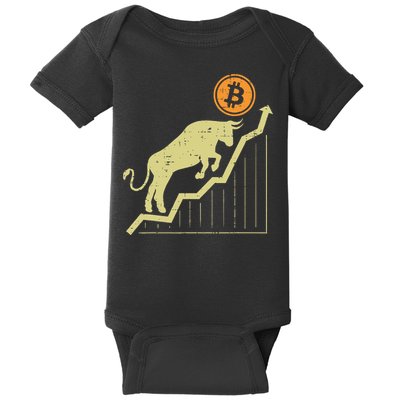 Bitcoin Bull Graph Bullish Btc Crypto Cryptocurrency Trader Baby Bodysuit