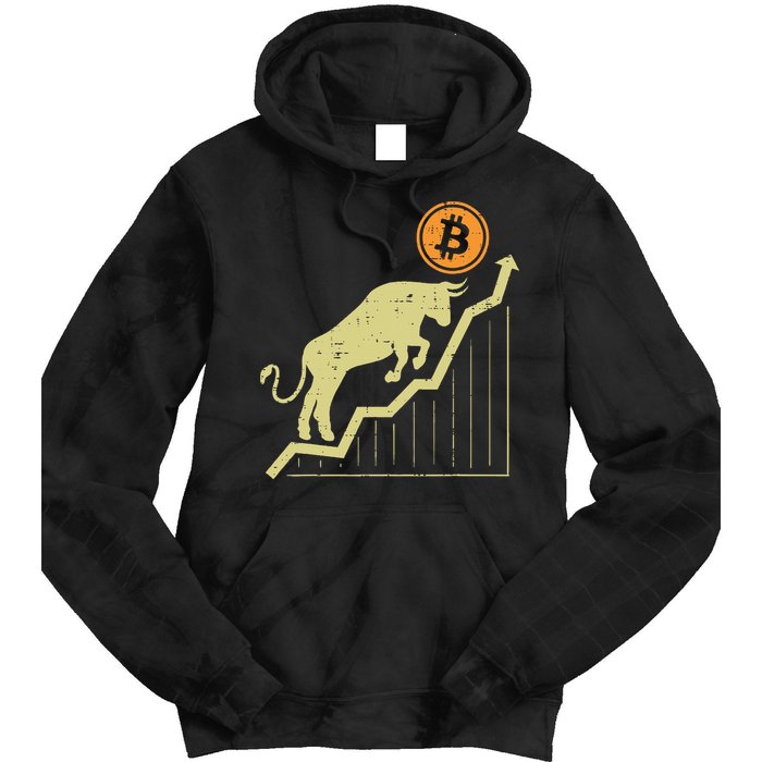 Bitcoin Bull Graph Bullish Btc Crypto Cryptocurrency Trader Tie Dye Hoodie