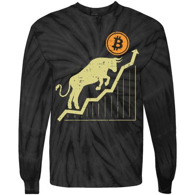 Bitcoin Bull Graph Bullish Btc Crypto Cryptocurrency Trader Tie-Dye Long Sleeve Shirt