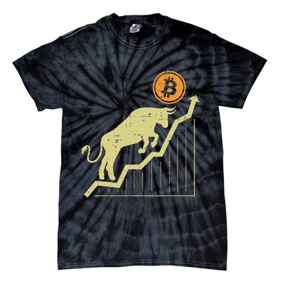 Bitcoin Bull Graph Bullish Btc Crypto Cryptocurrency Trader Tie-Dye T-Shirt