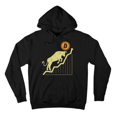 Bitcoin Bull Graph Bullish Btc Crypto Cryptocurrency Trader Tall Hoodie