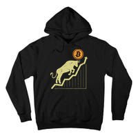Bitcoin Bull Graph Bullish Btc Crypto Cryptocurrency Trader Tall Hoodie