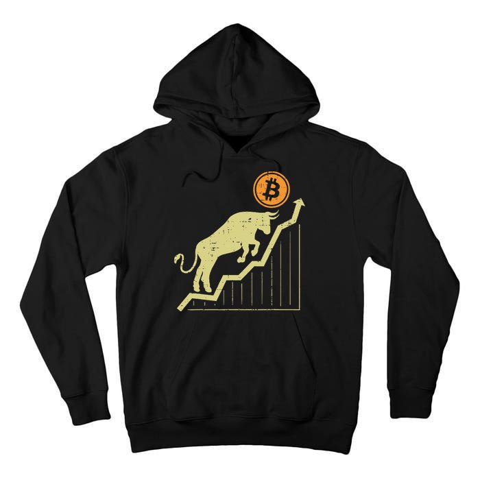 Bitcoin Bull Graph Bullish Btc Crypto Cryptocurrency Trader Tall Hoodie