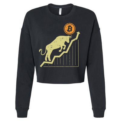 Bitcoin Bull Graph Bullish Btc Crypto Cryptocurrency Trader Cropped Pullover Crew