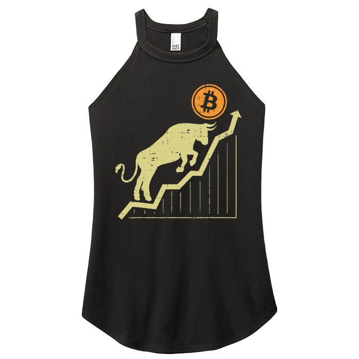 Bitcoin Bull Graph Bullish Btc Crypto Cryptocurrency Trader Women's Perfect Tri Rocker Tank