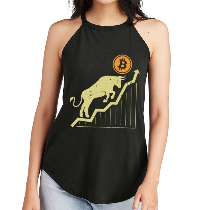 Bitcoin Bull Graph Bullish Btc Crypto Cryptocurrency Trader Women's Perfect Tri Rocker Tank