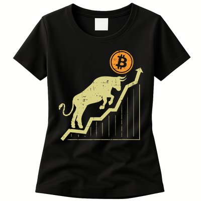 Bitcoin Bull Graph Bullish Btc Crypto Cryptocurrency Trader Womens T-Shirt