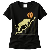 Bitcoin Bull Graph Bullish Btc Crypto Cryptocurrency Trader Womens T-Shirt