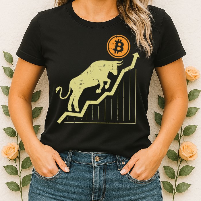 Bitcoin Bull Graph Bullish Btc Crypto Cryptocurrency Trader Womens T-Shirt