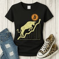 Bitcoin Bull Graph Bullish Btc Crypto Cryptocurrency Trader Womens T-Shirt
