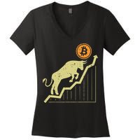 Bitcoin Bull Graph Bullish Btc Crypto Cryptocurrency Trader Women's V-Neck T-Shirt