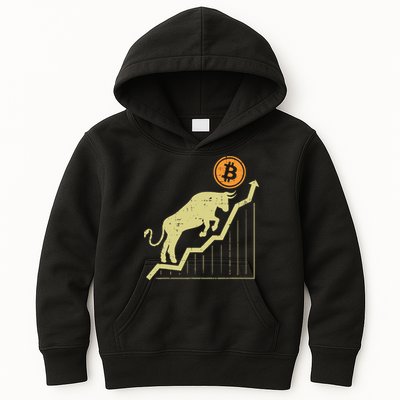 Bitcoin Bull Graph Bullish Btc Crypto Cryptocurrency Trader Kids Hoodie