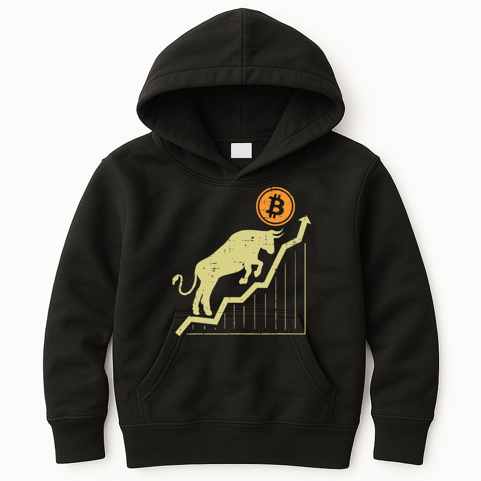 Bitcoin Bull Graph Bullish Btc Crypto Cryptocurrency Trader Kids Hoodie