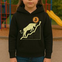 Bitcoin Bull Graph Bullish Btc Crypto Cryptocurrency Trader Kids Hoodie