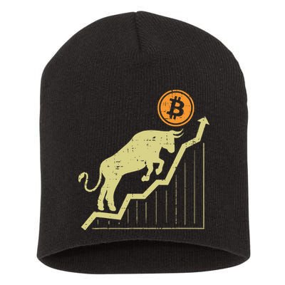 Bitcoin Bull Graph Bullish Btc Crypto Cryptocurrency Trader Short Acrylic Beanie