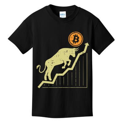 Bitcoin Bull Graph Bullish Btc Crypto Cryptocurrency Trader Kids T-Shirt