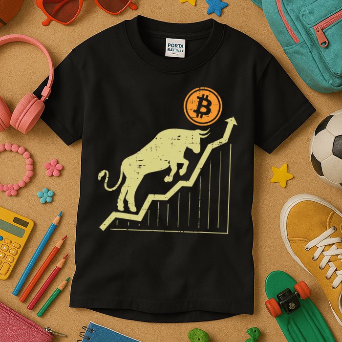 Bitcoin Bull Graph Bullish Btc Crypto Cryptocurrency Trader Kids T-Shirt