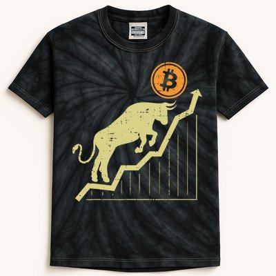 Bitcoin Bull Graph Bullish Btc Crypto Cryptocurrency Trader Kids Tie-Dye T-Shirt