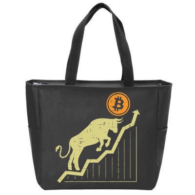 Bitcoin Bull Graph Bullish Btc Crypto Cryptocurrency Trader Zip Tote Bag