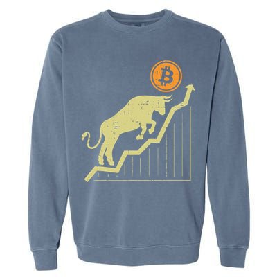 Bitcoin Bull Graph Bullish Btc Crypto Cryptocurrency Trader Garment-Dyed Sweatshirt