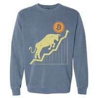 Bitcoin Bull Graph Bullish Btc Crypto Cryptocurrency Trader Garment-Dyed Sweatshirt