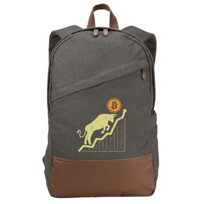 Bitcoin Bull Graph Bullish Btc Crypto Cryptocurrency Trader Cotton Canvas Backpack