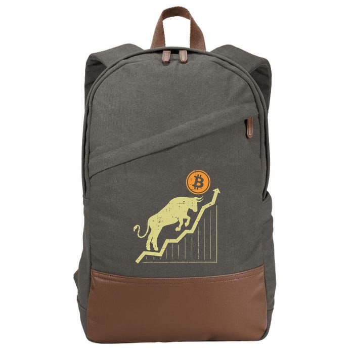 Bitcoin Bull Graph Bullish Btc Crypto Cryptocurrency Trader Cotton Canvas Backpack