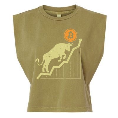 Bitcoin Bull Graph Bullish Btc Crypto Cryptocurrency Trader Garment-Dyed Women's Muscle Tee