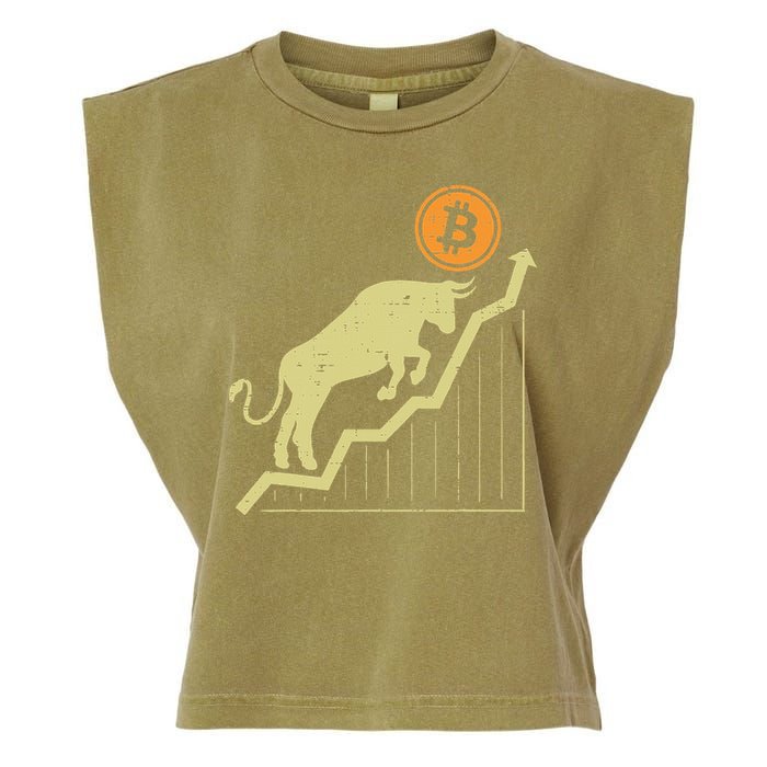 Bitcoin Bull Graph Bullish Btc Crypto Cryptocurrency Trader Garment-Dyed Women's Muscle Tee