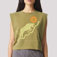 Bitcoin Bull Graph Bullish Btc Crypto Cryptocurrency Trader Garment-Dyed Women's Muscle Tee