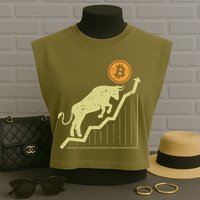Bitcoin Bull Graph Bullish Btc Crypto Cryptocurrency Trader Garment-Dyed Women's Muscle Tee