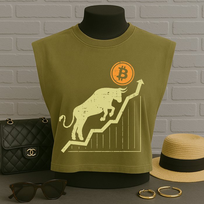 Bitcoin Bull Graph Bullish Btc Crypto Cryptocurrency Trader Garment-Dyed Women's Muscle Tee