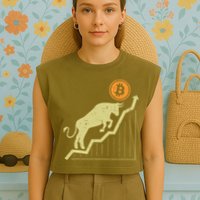 Bitcoin Bull Graph Bullish Btc Crypto Cryptocurrency Trader Garment-Dyed Women's Muscle Tee
