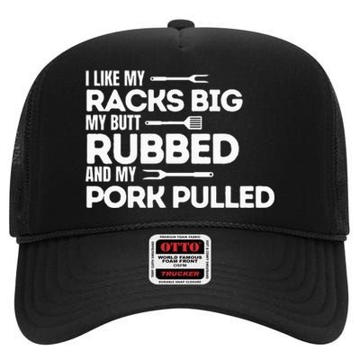 Bbq Barbecue Grilling Butt Rubbed Pork Pulled Pitmaster Dad High Crown Mesh Back Trucker Hat