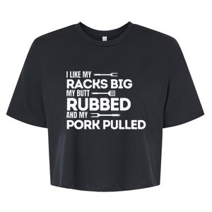 Bbq Barbecue Grilling Butt Rubbed Pork Pulled Pitmaster Dad Bella+Canvas Jersey Crop Tee