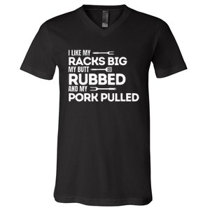 Bbq Barbecue Grilling Butt Rubbed Pork Pulled Pitmaster Dad V-Neck T-Shirt