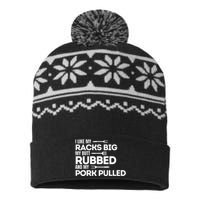 Bbq Barbecue Grilling Butt Rubbed Pork Pulled Pitmaster Dad USA-Made Snowflake Beanie