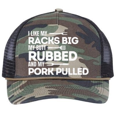 Bbq Barbecue Grilling Butt Rubbed Pork Pulled Pitmaster Dad Retro Rope Trucker Hat Cap